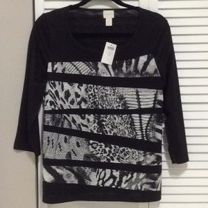 Chico’s 3/4” Animal Print Top